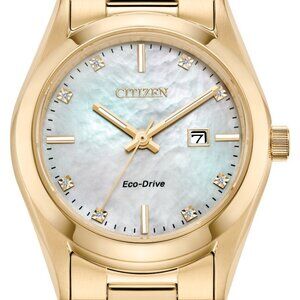 Citizen Women's Sport Luxury Date Gemmed Eco-Drive Gold Watch 33 MM EW2702-59D